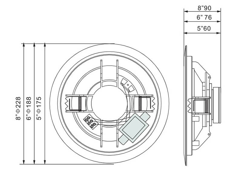 Kích thước loa âm trần Aplus A-605