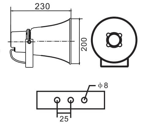 Kích thước loa nén Aplus A-H115
